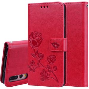 Rose relif horizontale Flip PU lederen case voor Huawei P20 Pro  met houder & kaartsleuven & portemonnee (rood)
