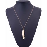 Vintage lange ketting sieraden eenvoudig Feather hanger Necklaces(Gold)