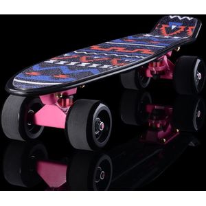 Shining Fish Plate scooter single Tilt vier wiel skateboard met 72 mm slijpschijf (zwart roze)