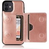 Schokbestendige PU + TPU beschermhoes met kaartslots & houder voor iPhone 12 mini(Rose Gold)