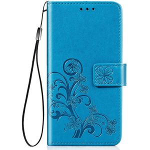 Voor Huawei Nova 7 Vierbladige gesp relif gesp mobiele telefoon bescherming lederen case met Lanyard & Card Slot & Wallet & Bracket Functie(Blauw)