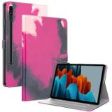 For Samsung Galaxy Tab S7+ 12.4 inch T970 / T976B Voltage Watercolor Pattern Skin Feel Magnetic Horizontal Flip PU Leather Case with Holder & Card Slots & Photo Frame(Berry)