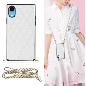 Elegant Rhombic Pattern Microfiber Leather + TPU Shockproof Case met Crossbody Strap-ketting voor iPhone XR