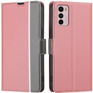 For Motorola Moto G42 Twill Texture Side Button Leather Phone Case(Pink)