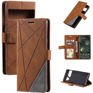 For Google Pixel 6 Skin Feel Splicing Leather Phone Case(Brown)
