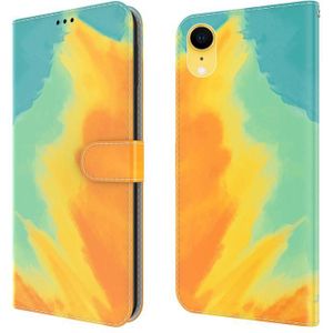 Aquarel Patroon Horizontale Flip Leren Case met Houder & Card Slot & Portemonnee voor iPhone XR (Herfst Bladkleur)