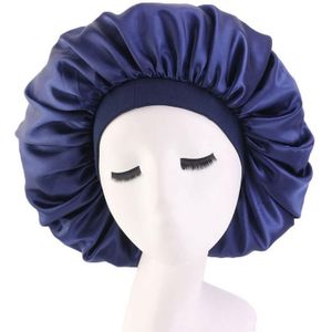 3 PCS TJM-405A Grote Satijn ronde hoed stretch brede Brim Night Hat Chemotherapie Hat  Grootte: One Size (Navy)