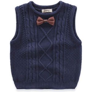 Lente en herfst Kinderen breien Dikke Naald Bow-knoop Sweater Vest  Hoogte:110cm (Royal Blue)