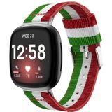 Voor Fitbit Versa 3 Nylon Vervanging Strap Horlogeband (groen wit rood)