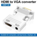 HDMI vrouw naar VGA Male met audio -adapter Computer Monitor TV Projector Converter (White)