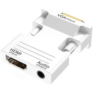 HDMI vrouw naar VGA Male met audio -adapter Computer Monitor TV Projector Converter (White)
