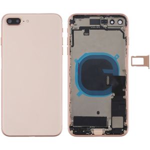 Batterij achtercover montage met Zijknop & vibrator & luidspreker & aan/uit-knop + volume knop Flex kabel & kaart lade voor iPhone 8 plus (Rose Gold)