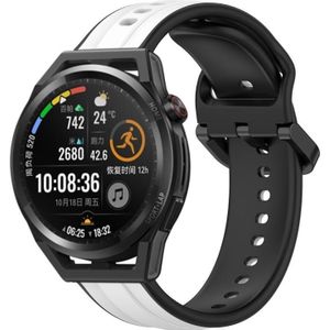 Voor Huawei Watch GT Runner 22 mm bolle lus tweekleurige siliconen horlogeband (wit + zwart)