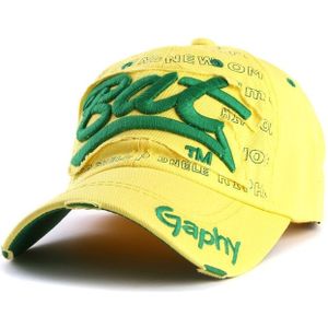 Borduurwerk brief patroon verstelbaar gebogen Eaves Baseballpet  hoofd omtrek: 54-62cm (geel groen)