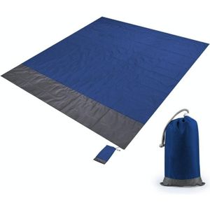 Polyester waterdichte plaid doek zak picknick mat outdoor camping strand mat  grootte: 2 1 x 2 m (royal blauw + donkergrijs)