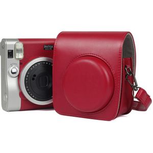 Solid Color PU Camera Tas met schouderriem voor Fujifilm Instax mini 90 (Rood)
