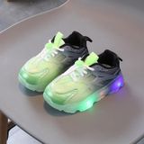 WISDOMFROG Meisjes Sneakers LED Light Up Jongens Gradint Mesh Schoenen Kinderschoenen  Maat: 30 (Groen)