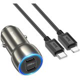 hoco Z48 Tough 40W dubbele USB-C / Type-C-poort autolader met Type-C naar 8-pins kabel