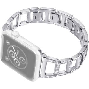 Kleurrijke diamant roestvrijstalen horlogeband voor Apple Watch serie & 40mm/3 & 2 & 1 38mm (zilver)