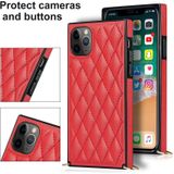 Elegant Rhombic Pattern Microfiber Leather + TPU Shockproof Case met Crossbody Strap Chain voor iPhone 11 Pro