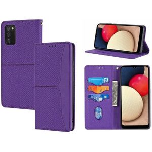 For Samsung Galaxy A03s 164.2mm US Version Woven Texture Stitching Magnetic PU Leather Phone Case(Purple)