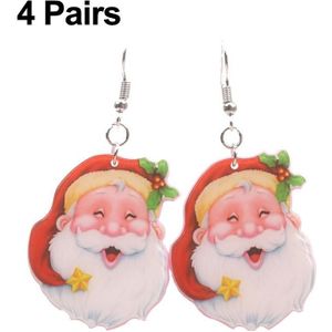 4 paren Santa Claus oorbellen Acryl Christmas Personality Sieraden (Santa 2)
