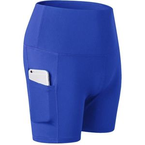 Running Training Tight Quick Drogen Elastische Hoge Taille Yoga Driedelige riem pocket (kleur: blauwe maat:s)
