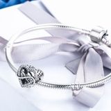 S925 Sterling Silver Heart-vormige Hollow Diamond Kralen DIY Armband Accessoires