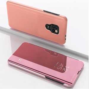 Voor Motorola G9 Play Plated Mirror Horizontale Flip Lederen Case met houder (Rose Gold)