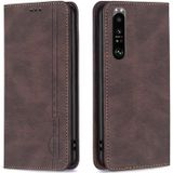 For Sony Xperia 1 III Magnetic RFID Blocking Anti-Theft Leather Phone Case(Brown)