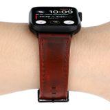 Voor Apple Watch Series 5 & 4 40mm / 3 & 2 & 1 38mm Oil Wax Crazy Horse Texture Genuine Leather Strap(Roodbruin)