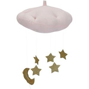 Baby Nursery plafond mobiele partij decoratie wolken maan sterren opknoping decoraties kinderen kamer decoratie voor baby beddengoed (roze goud)