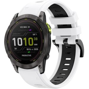 Voor Garmin Enduro 2 26 mm tweekleurige sport siliconen horlogeband (wit + zwart)