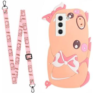 Voor Samsung Galaxy S22 5G Crossbody Cartoon Silicone Phone Case (Varken)