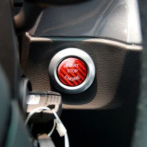 Auto motor start Key drukknop cover trim koolstofvezel sticker decoratie voor BMW F/G chassis (rood)