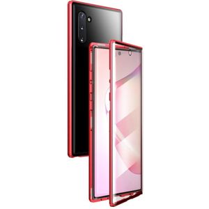 Voor Samsung Galaxy Note10 Magnetic Metal Frame Dubbelzijdige Tempered Glass Case (Rood)