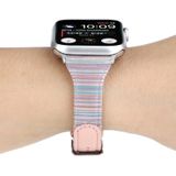 Voor Apple Watch Series 5 & 4 44mm / 3 & 2 & 1 42mm Stitching Stripes Genuine Leather Strap Watchband(Roze)