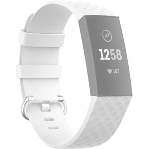 22mm Silver Color Buckle TPU Polsband horlogeband voor Fitbit Charge 4 / Charge 3 / Charge 3 SE (Wit)