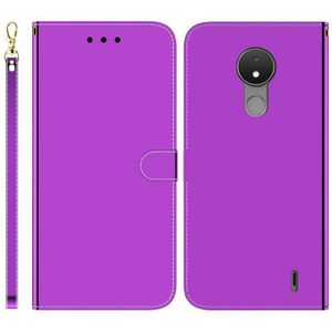 Voor Nokia C21 Gemiteerd Spiegel Oppervlak Horizontale Flip Lederen Telefoon Case (Paars)