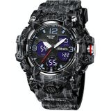 SMAEL 8008 outdoor waterdicht camouflage sport elektronisch horloge lichtgevend multifunctioneel heuphorloge (camouflage zwart)