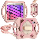 Leuke Cat King Kids Shockproof Eva Beschermend geval met Houder & Schouderriem & Handvat voor Ipad Mini 6 (Pink)