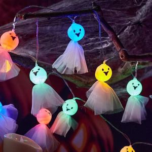 LED Halloween Decoratie Lichtgevende Doek Ghost Ornament Lichtslinger 1.5m 10 Lichten (Kleurrijk)
