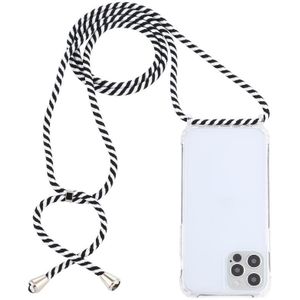 Voor iPhone 15 Pro Max Transparant Acryl Airbag Schokbestendig Telefoon Beschermhoes met Lanyard (Zebra)