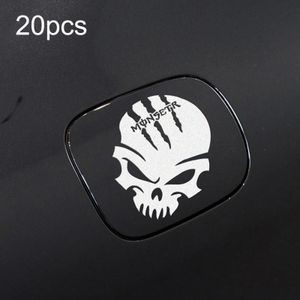 20 stks A-047 Demon Claw Skull Head Auto Body Decoratie Sticker (Reflecterend Zilver Wit)