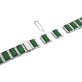 Voor Samsung Galaxy Watch Active2 44mm / Watch Active2 40mm / Watch Active Stainless Steel Diamond Encrusted Replacement Watchbands (Silver +Green)