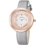 CAGARNY waterbestendig Fashion 6878 vrouwen Quartz Wrist Watch with leder Band(Grey+Gold)