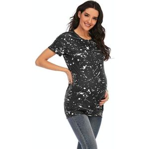 TIME-DYE T-shirt met korte mouwen Plus Size Zwangerschapskleding (Kleur: Zwart Maat: M)