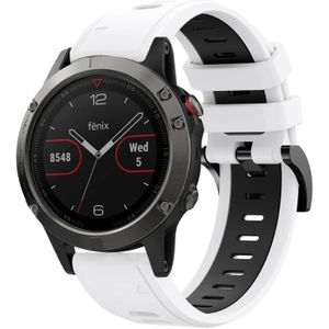 Voor Garmin Fenix 5 22mm tweekleurige sport siliconen horlogeband (wit + zwart)
