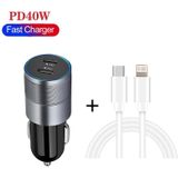 Dubbele PD 3.0 40 W USB-C / Type-C-autolader met 1M USB-C / Type-C tot 8 pincode