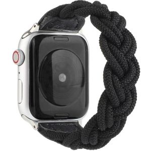 Elastische geweven horlogeband voor Apple Watch Series 6 & SE & 5 & 4 44mm / 3 & 2 & 1 42mm  Lengte:130mm(Zwart)